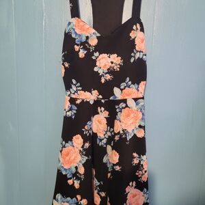 Charlotte Russe Black Floral Midi Dress